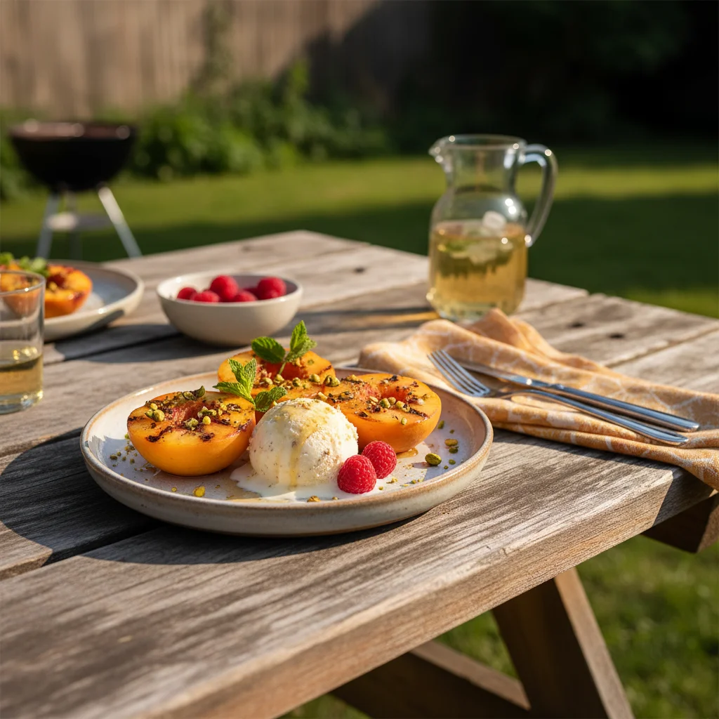 Grilled Peach and Honey Dessert