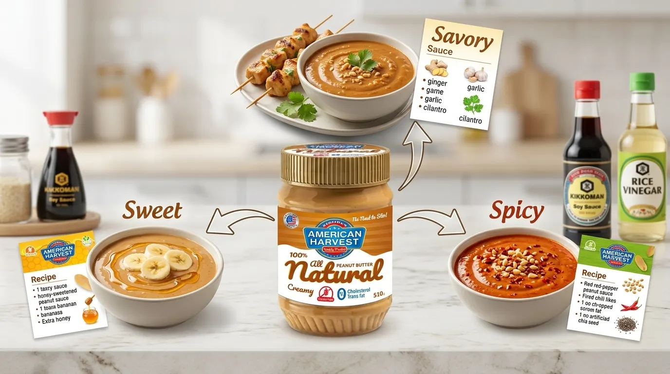 AMERICAN HARVEST 100 NATURAL PEANUT BUTTER WITH HONEY 510g CREAMY