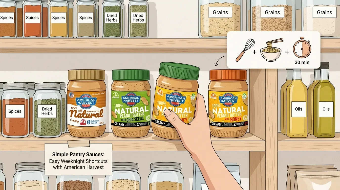 Organized kitchen pantry with jars and spices