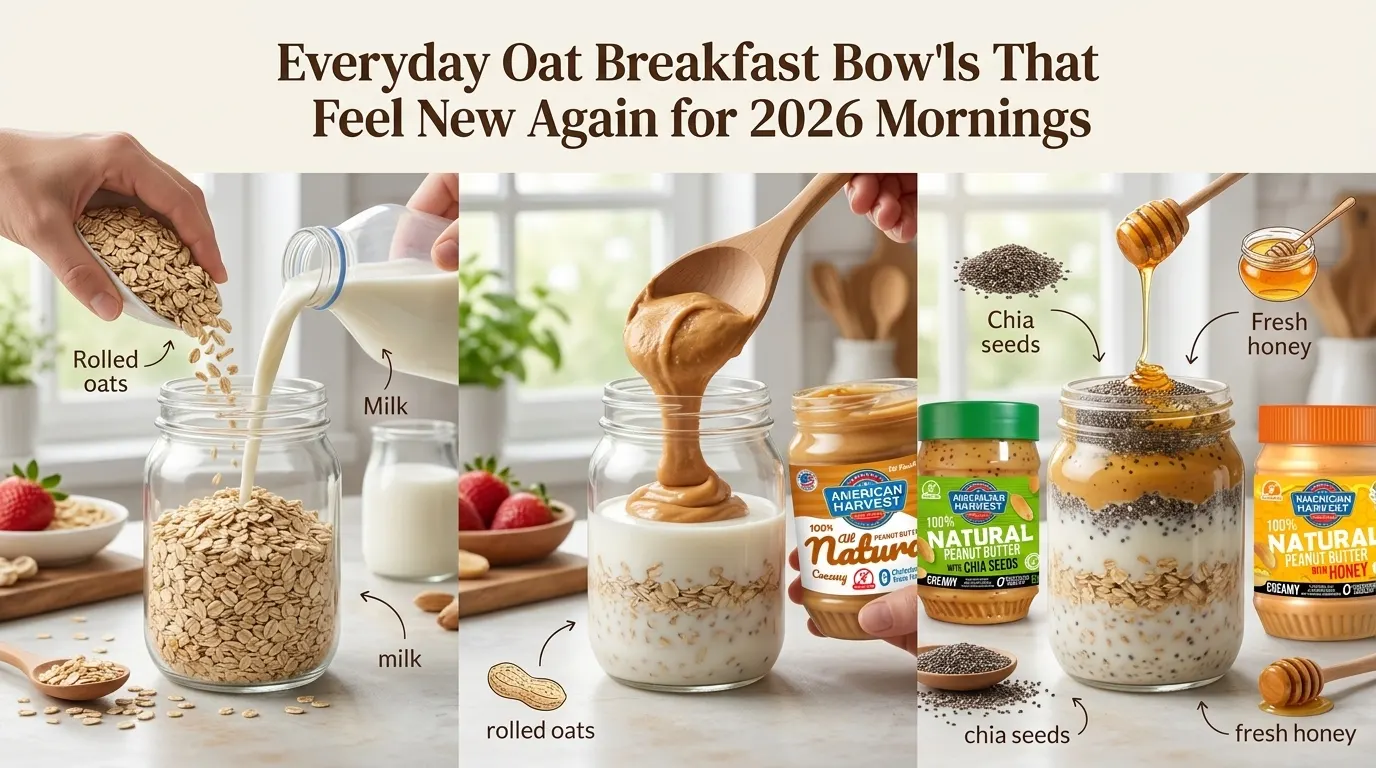 Steps to make overnight oats with American Harvest