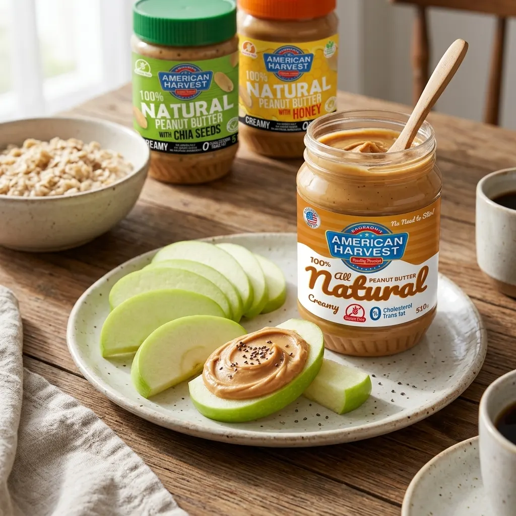 Apple slices with peanut butter spread