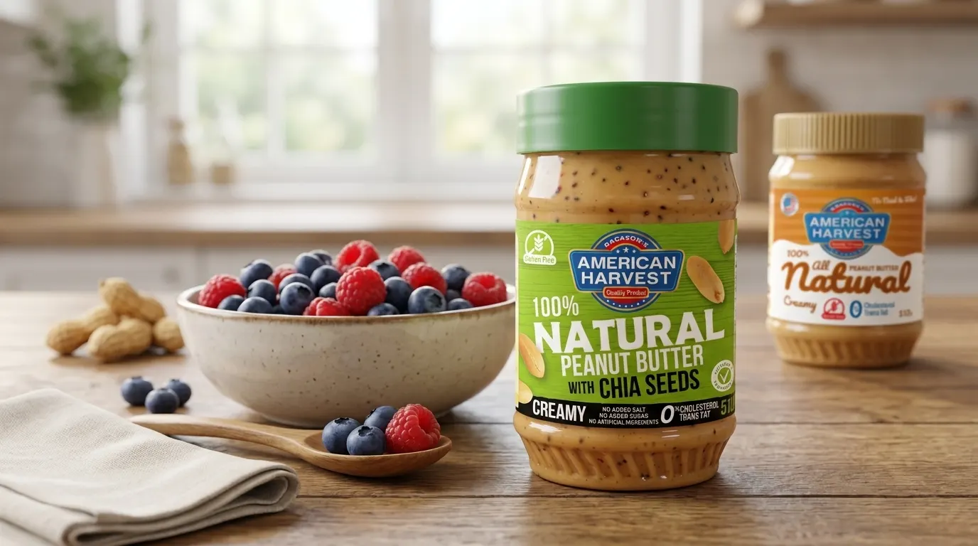 American Harvest 100 Natural Peanut Butter with Chia Seeds Creamy