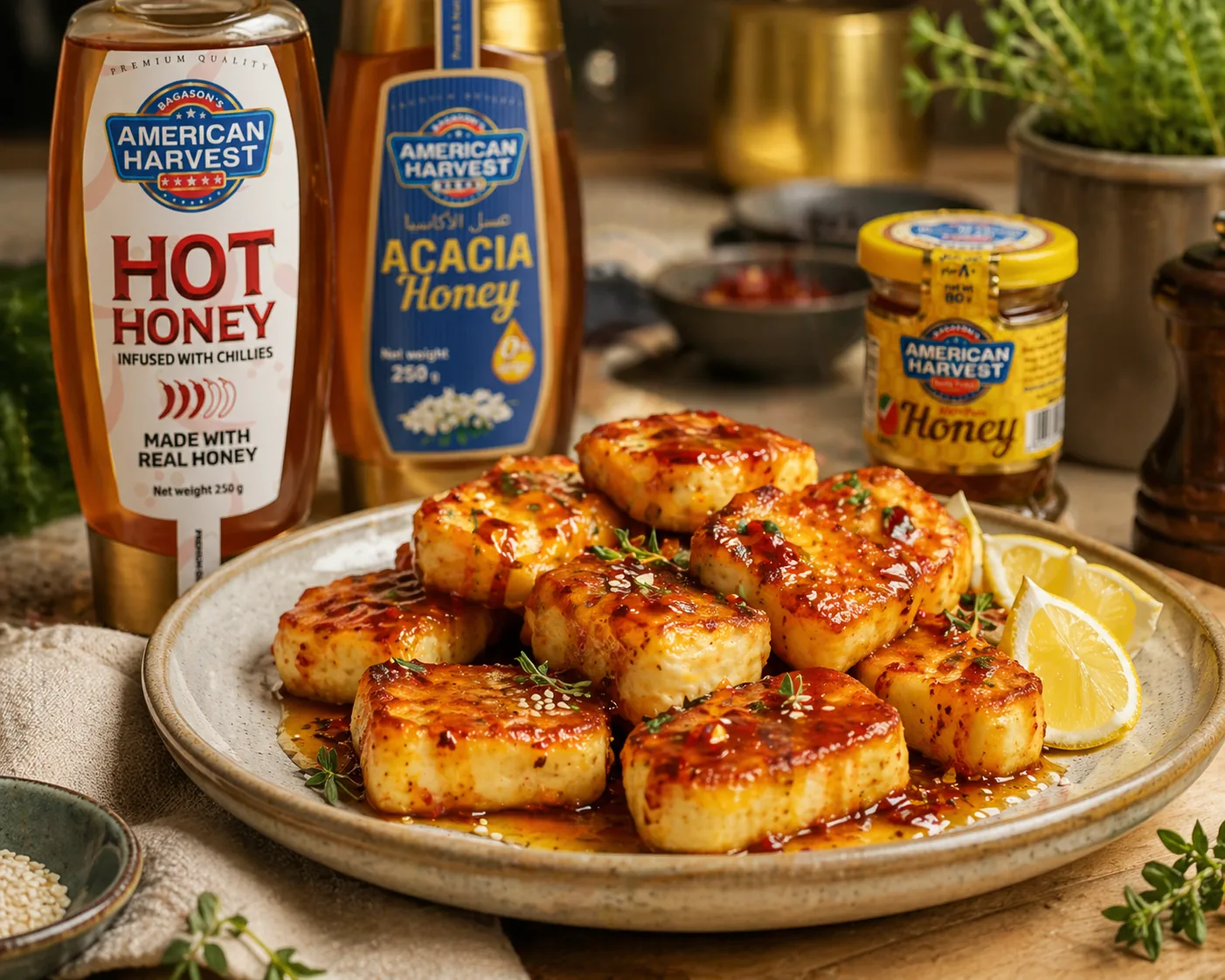 5-Minute Hot Honey Glazed Halloumi Bites