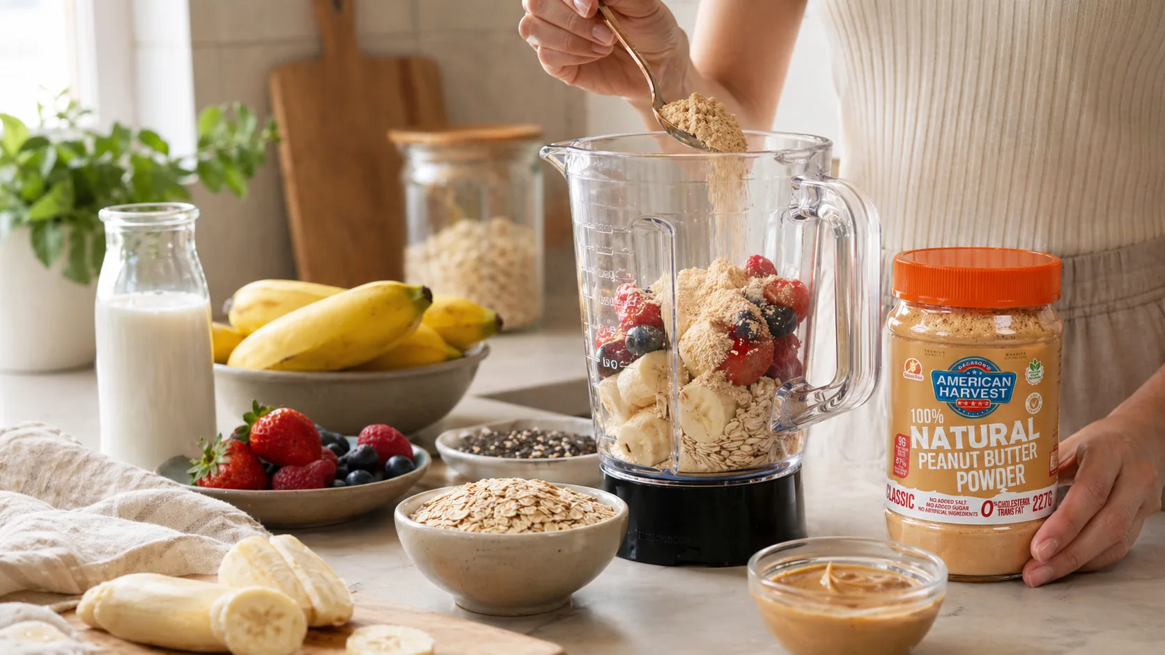 Peanut butter power smoothie variations
