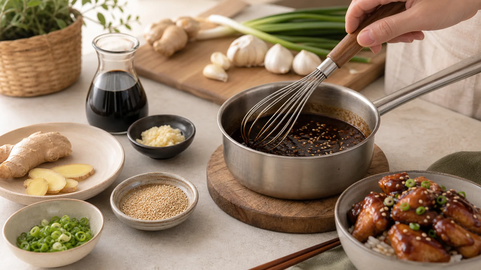 American Harvest sauces and dressings scene for Quick Teriyaki Sauce from Scratch