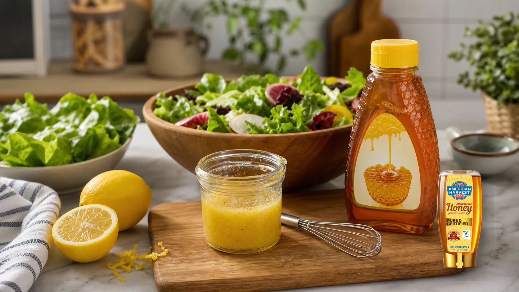 American Harvest honey scene for Honey Lemon Salad Dressing from Scratch