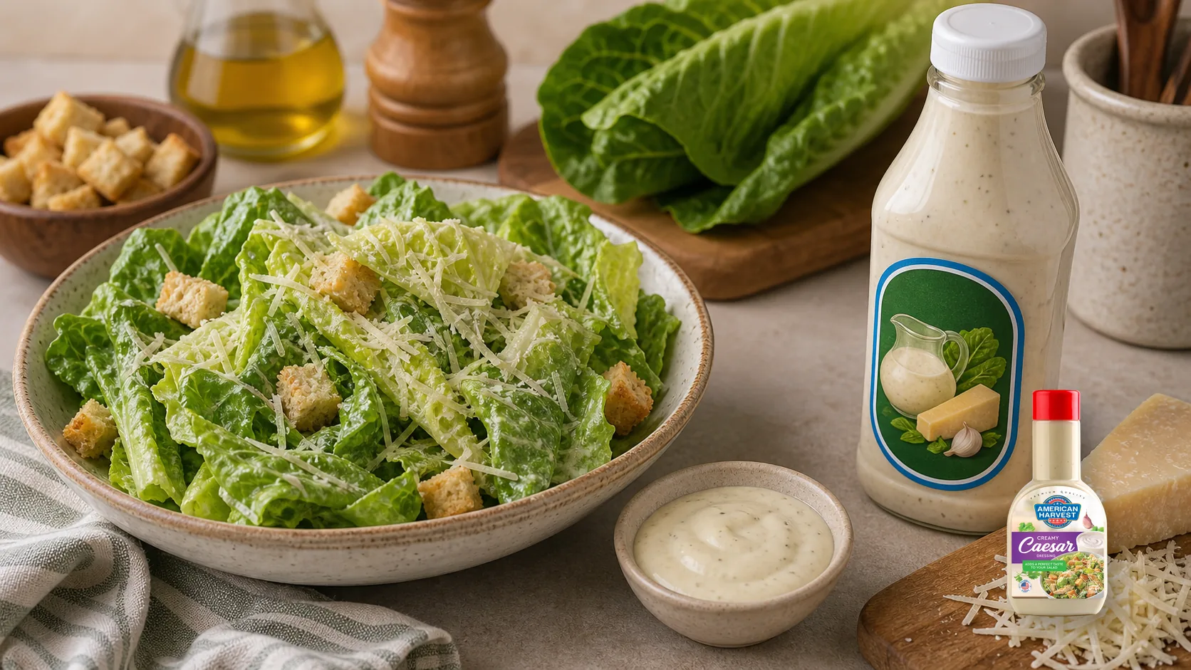 American Harvest sauces and dressings scene for Creamy Caesar Dressing (No Anchovies)