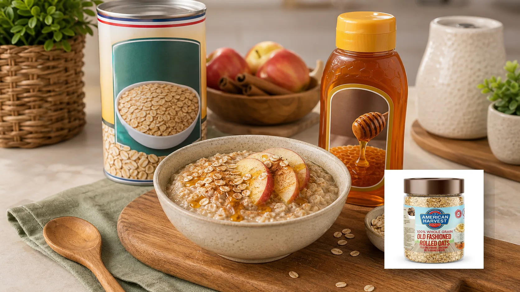 American Harvest honey scene for Apple Cinnamon Oatmeal with Honey Drizzle