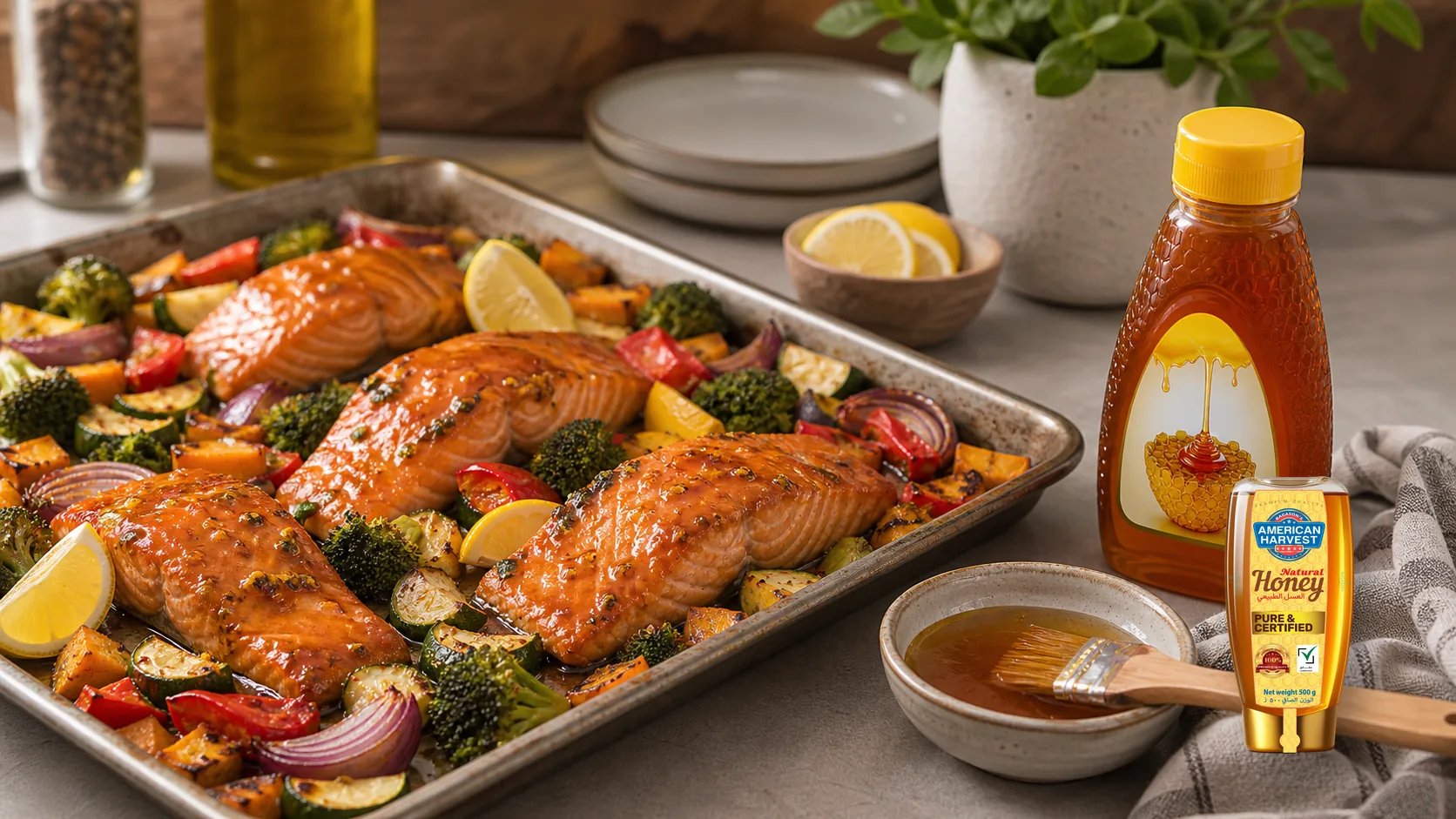 American Harvest honey scene for Honey Glazed Ham for the Holidays