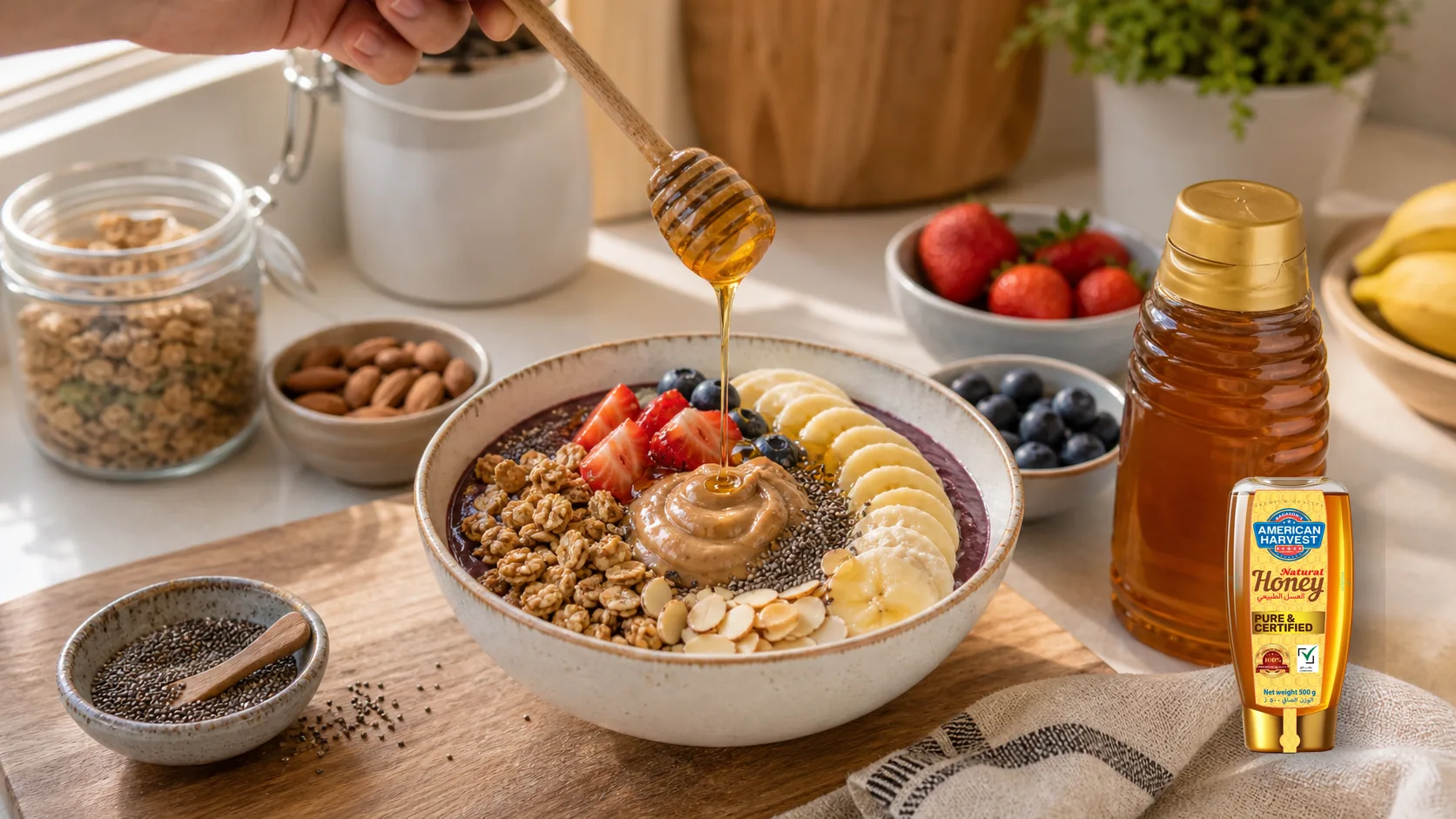 American Harvest almond butter scene for Honey Almond Butter A?a? Bowl