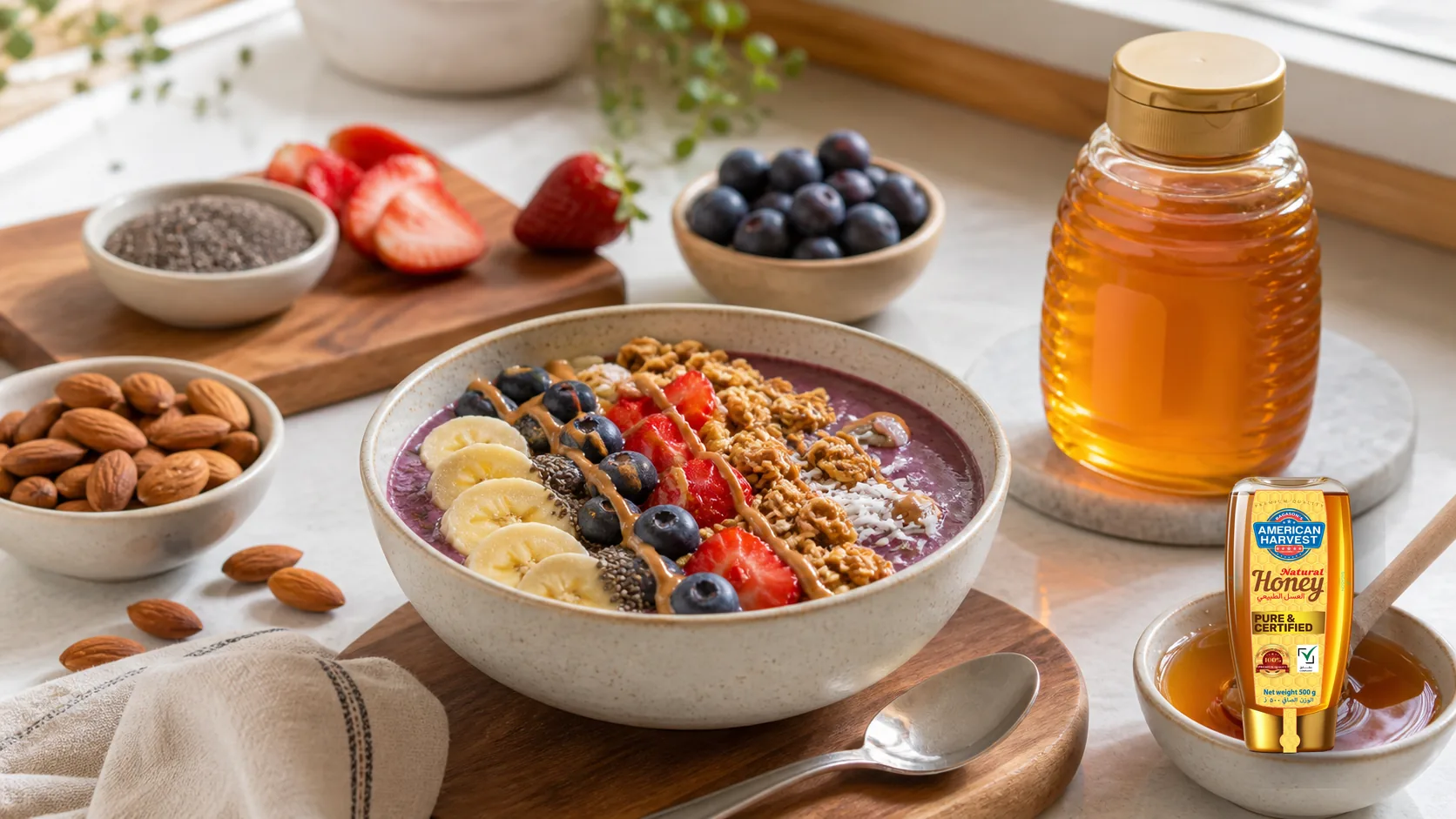 American Harvest almond butter scene for Honey Almond Butter A?a? Bowl
