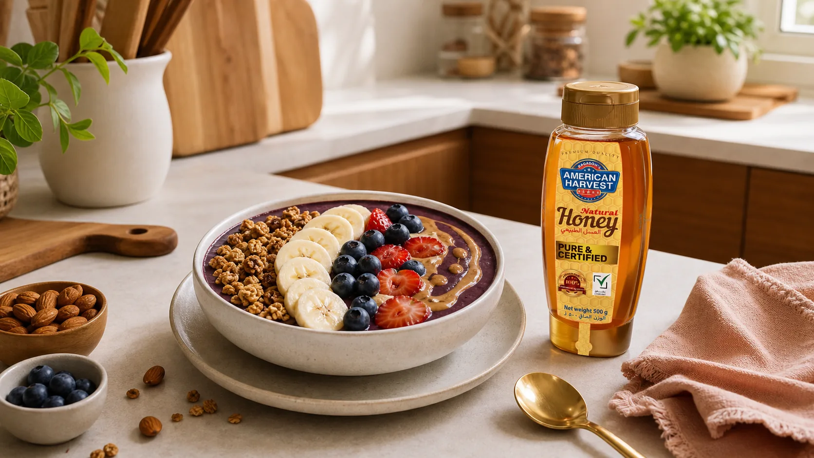 American Harvest almond butter scene for Honey Almond Butter A?a? Bowl