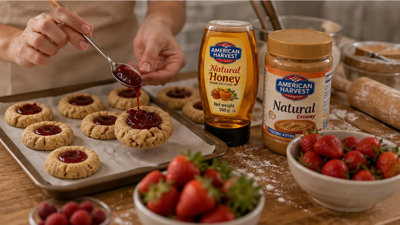 386 Strawberry Jam Thumbprint Cookies American Harvest Scene 2