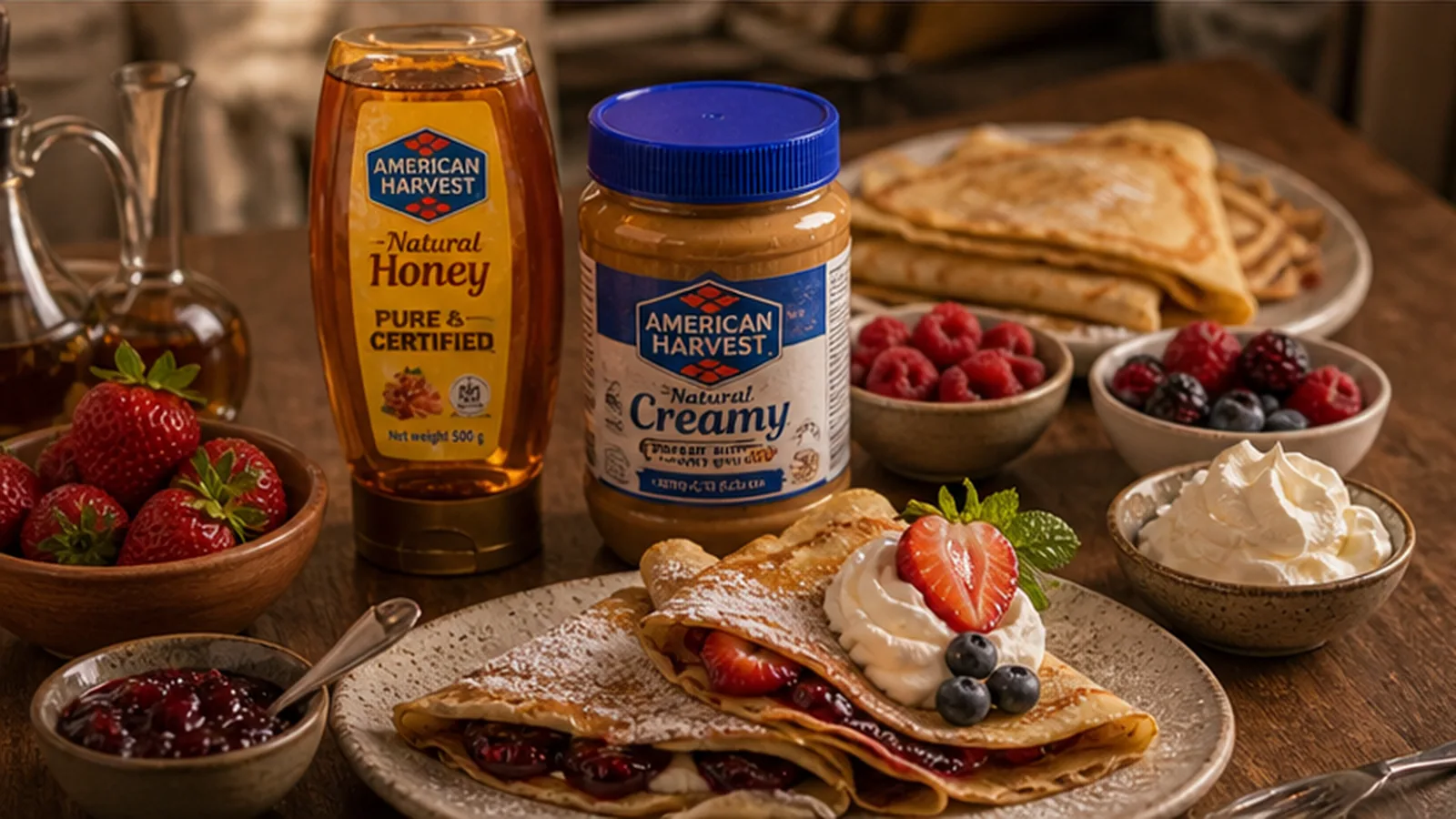 394 Jam Filled Crepes Whipped Cream Scene 1