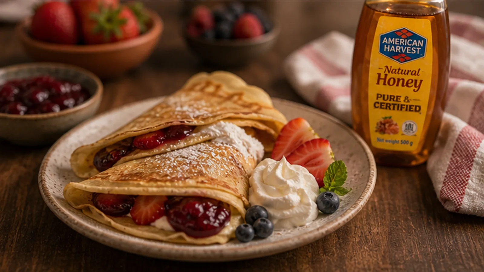394 Jam Filled Crepes Whipped Cream Scene 2