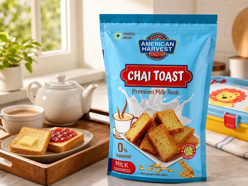 American Harvest Chai Toast Milk Rusk on a breakfast tray