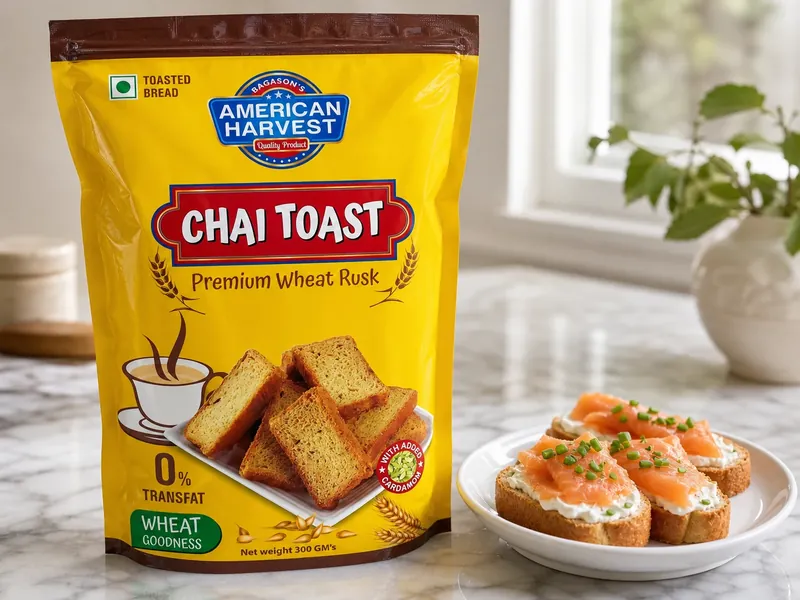 American Harvest Chai Toast Wheat Rusk on a brunch spread