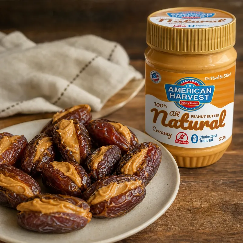 Medjool dates stuffed with peanut butter