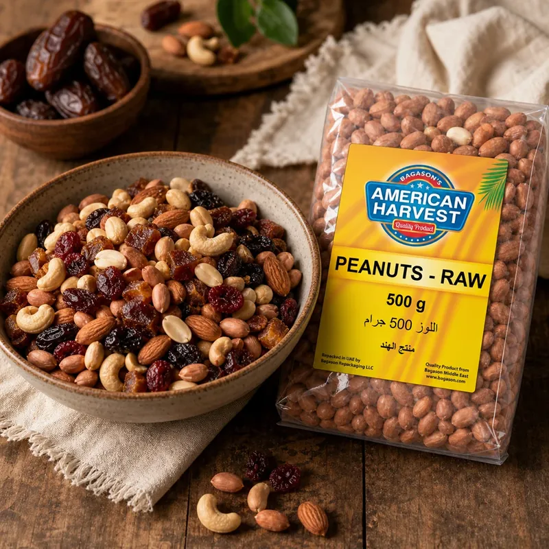 Bowl of homemade trail mix with nuts and dried fruit
