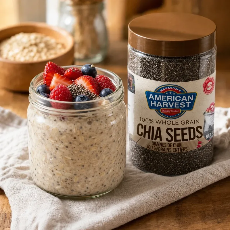 Overnight oats in a jar with berries