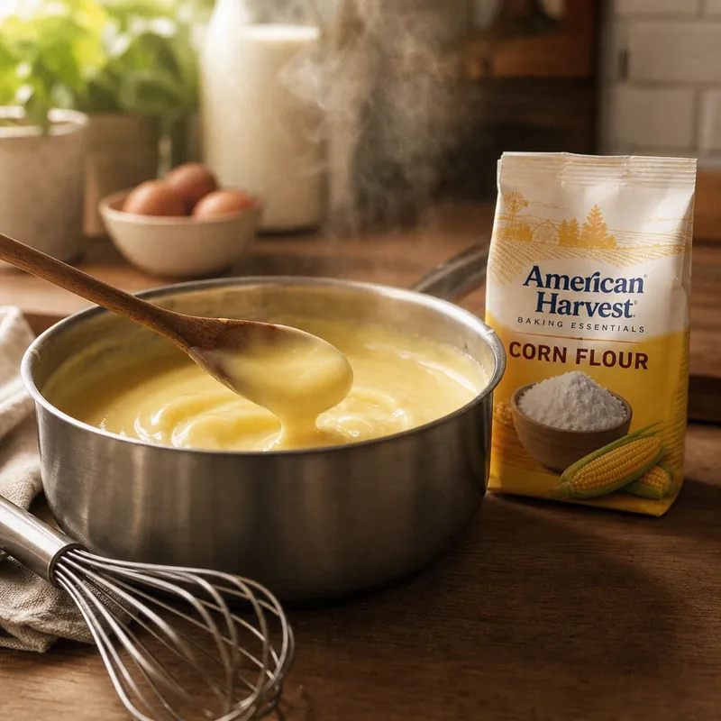 Smooth custard being thickened