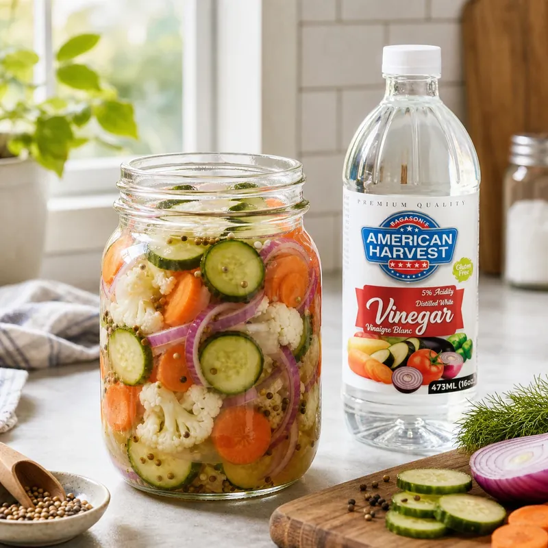 Quick‑pickled vegetables in a jar