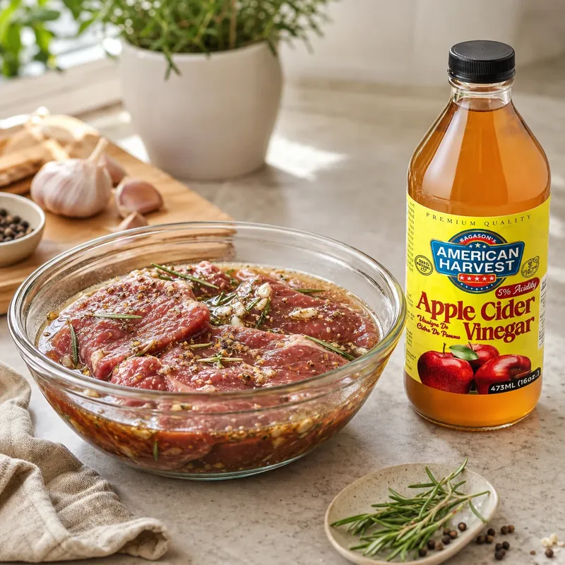 Meat marinating in a bowl