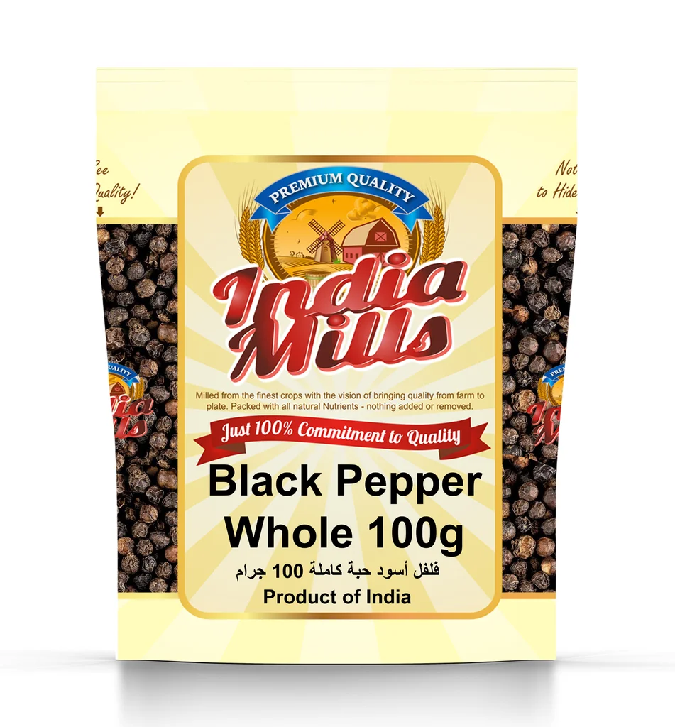 INDIA MILLS BLACK PEPPER WHOLE (24X100GM)