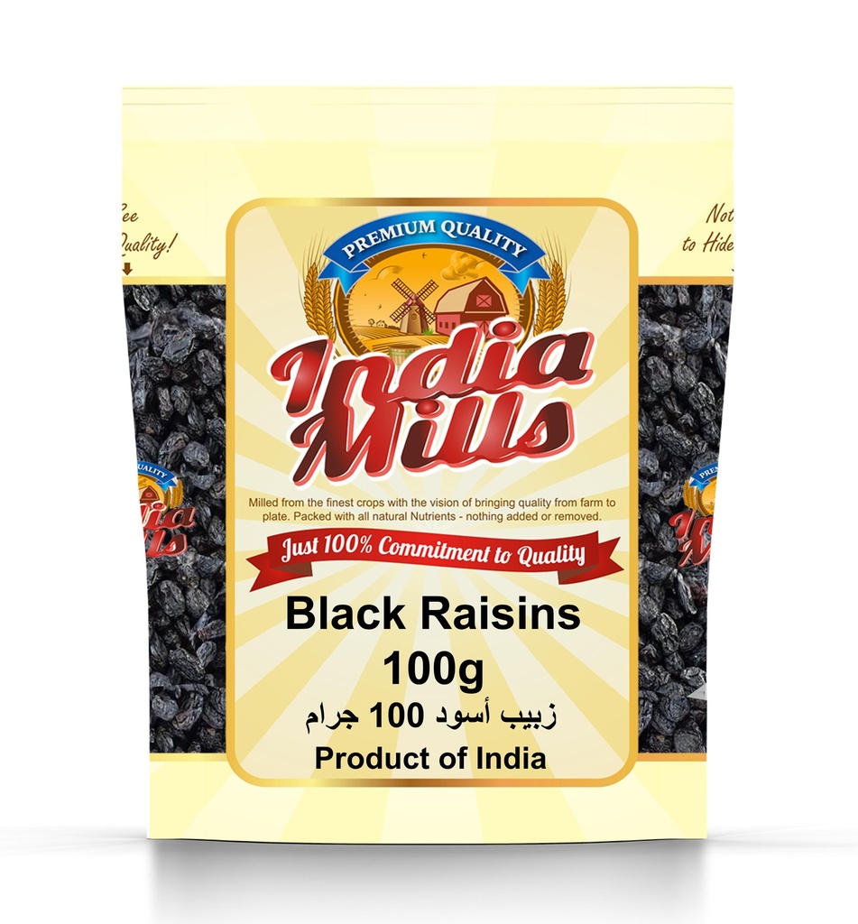 INDIA MILLS BLACK RAISINS (KISMISH) 24x100GMS