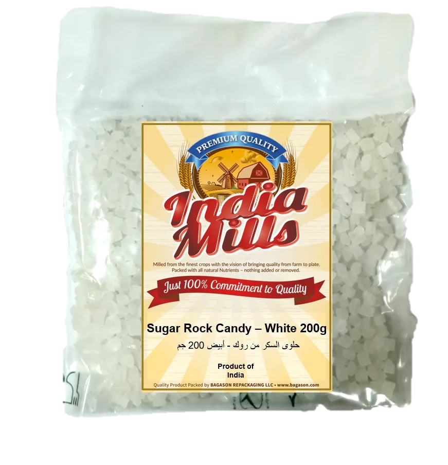 INDIA MILLS Sugar Rock Candy – White (24x200g)
