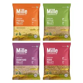Mille Grains: Millet 4pack (7x4x500g) Foxtail Millet, Little Millet, Kodo Millet and Banyard Millet