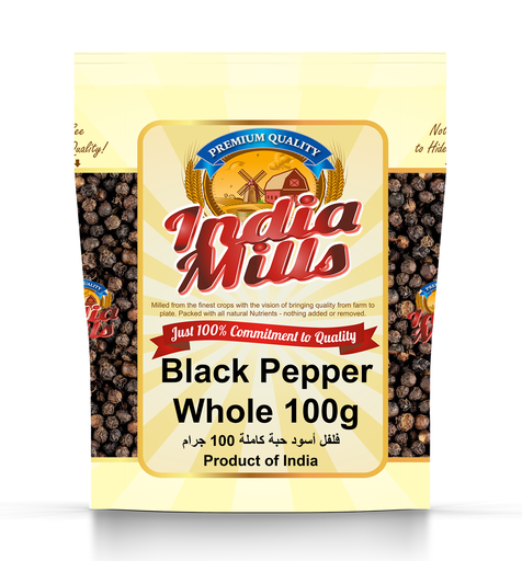 [IM-077] INDIA MILLS BLACK PEPPER WHOLE (24X100GM)