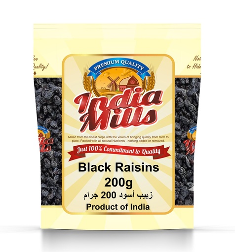 [IM-004] INDIA MILLS BLACK RAISINS (KISMISH) (20X200GM)