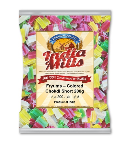 [IM-176] India Mills Fryums – Colored Chokdi Short 200g