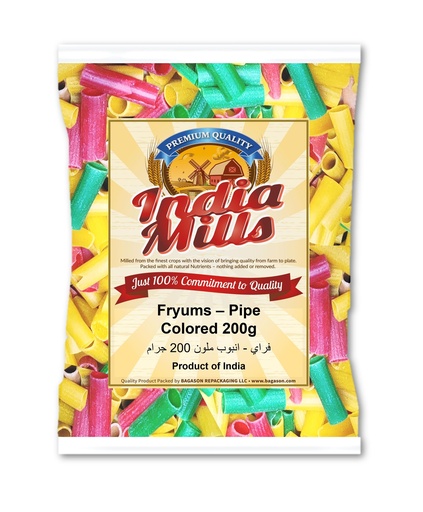 [IM-178] India Mills Fryums – Colored Pipe Long 200g