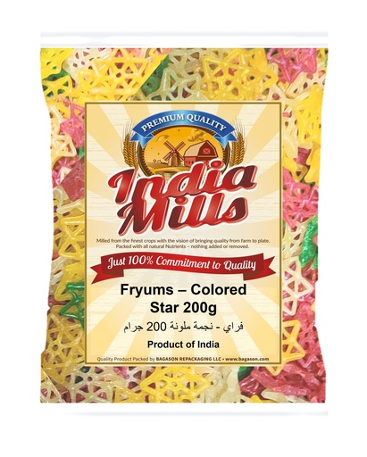 [IM-177] India Mills Fryums – Colored star 200g