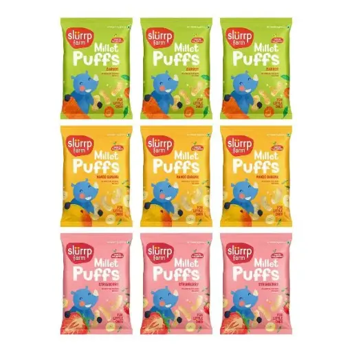 [SLF-23] Slurrp Farm Teething Puffs Pack of 9 (9x135g)